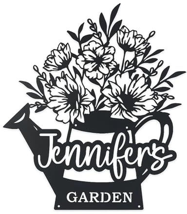 Personalisiert Metallschild mit Name, Muttertag, Blume Dekoration für Garten, Geschenk für Gärtnerin, Mama, Mütter, Oma, Wanddekoration, Wandschild, Metall Blechschild, Dekoschild, Türschild Wand-Deko