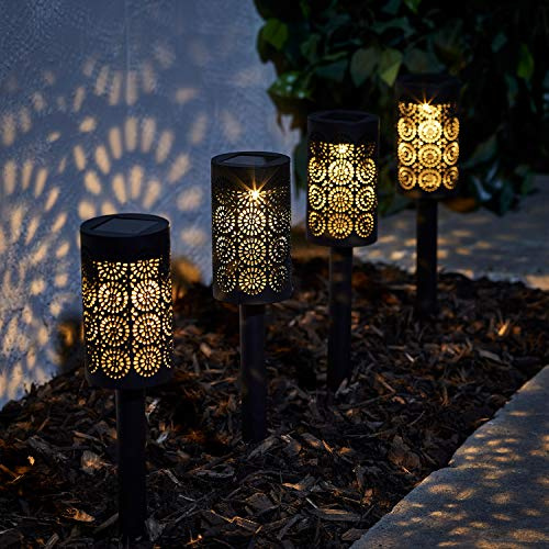 Lights4fun 12er Set Marokkanische LED Solarleuchten Garten Solar Gartenleuchten für Außen Solar Wegeleuchten Außen Wegbeleuchtung Außen