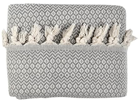 Tuiste Einzelbett Tagesdecke Grau Hellgrau, Baumwolle, Couchüberwurf, Sofadecke, kuschelige TV-Decke, Couchdecke, Sesseldecke, Wendedecke, Bettüberwurf, Couch Überzug, Sommerdecke, 150x200 cm