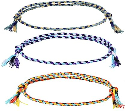 LJFEA Ensemble de 3 bracelets de cheville pour hommes et femmes - style boho hippie - parfaits pour la plage et les festivals - fait main, 100% coton écologique, étanche et réglable