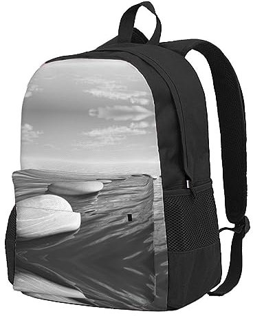 StOlmx Grauer Laptop-Rucksack mit Zen-Steinen-Bild, Reiserucksack, große Wickeltasche, Arzttasche, Schwarz , One size