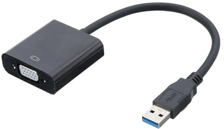 sourcing map Adaptador USB 3.0 a VGA, Caja de Cable de Video ABS para Dispositivos VGA Externos con CD para TV, Pantalla, Proyector, Pad, Negro