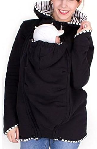 Känguru-Sweatshirt Für Damen, Babytrage-Jacke, 3-In-1-Fleece-Känguru-Umstands-Kapuzenpullover Mit Reißverschluss,002,L
