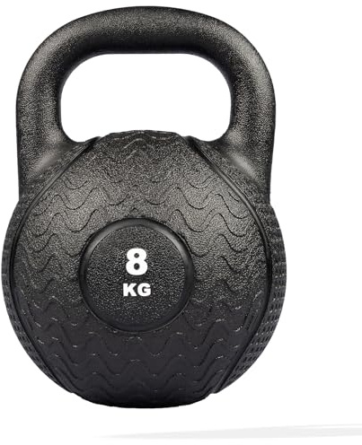 MATCHU - Kettlebell - 4, 8 oder 12 KG - Hochwertiges Vollgummi - Unzerstörbar - 27x20 CM - Schwarz