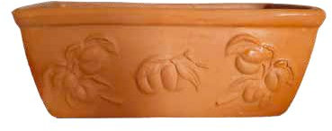 Jardinière en terre cuite + dessous de boîte en terre cuite Made in Italy - Pot en terre cuite longueur 42 cm, hauteur 17 cm, profondeur 19 cm