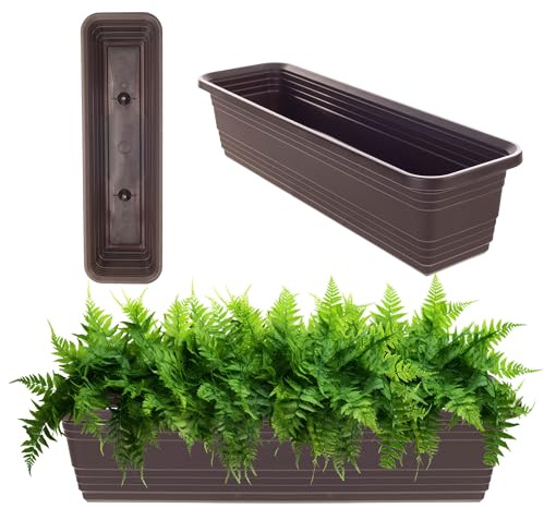 KADAX Jardinière 60 cm, Moka – Pot de balcon en plastique, jardinière résistante aux intempéries, pot de fleurs, casier de balustrade pour fleurs, herbes et plantes