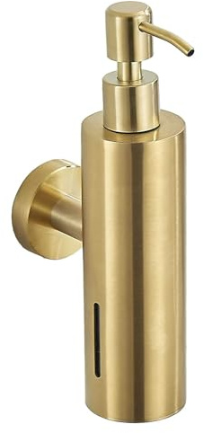 Einzelner 250 ml Seifenspender Badezimmer Wandmontage Duschgel Shampoo und Conditioner Spender für Zuhause, Hotel, Restaurant (Edelstahl, gebürstetes Gold, rund) (gebürstetes Gold)