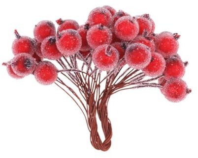 PRETYZOOM 400 Stück Beerenimitat Hochzeitsdekoration Mini-Kranz Stechpalmenstamm Vasenfüller Rote Beeren Outdoor-Pflanze Kranzstiele Beerenstiel Basteln DIY Schaum Künstlich Material
