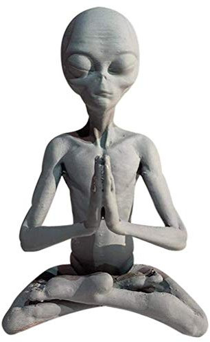 KKPLZZ Meditierende Alien-Gartenskulpturen, Statuen, Ornament, Hof, beste Kunstdekoration für drinnen und draußen, Zuhause oder Büro, Sammlerstück, (Meditations-Alien)