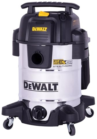 DEWALT 10 Gallon STEALTHSONIC Wet and Dry Shop Vacuum, Ultra Quiet Heavy Duty With Attachments, Powerful Outdoor Vac for Car, Garage, Workshop, Jobsite, Patio, DXV10S-QT, 5 Peak HP