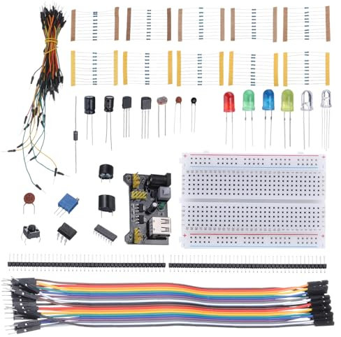 PATIKIL Breadboard Set, Solderless Breadboard Large Breadboard 400 Tie Points Prototype PCB Bread Board Electronics Kit Plates with Jumper Wires Power Supply