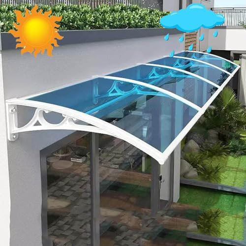 Generisch HaustüR Vordach Vordach FüR HaustüR,EingangstüR Haustür Vordach,Aluminium Metallgestell,Mit Seitenteil Regenrinne,Solide Polycarbonat-Abdeckung,für Hauseingang,A02,80x200cm/31x79in