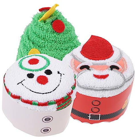 Garneck 3stücke Teiliges Weihnachts-Handtuch Baumwolle Kreative Cupcake-Designs Weihnachtsmann Schneemann Weihnachtsbaum Weiche Hautfreundliche Wasch Handtücher Als Festliche Deko Und Gesc