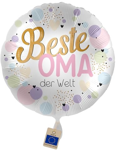 Folienballon Beste Oma der Welt – Herzlicher Ballon für Oma als Geschenk zum Geburtstag, Muttertag & Weihnachten – Luftballon Omi, Helium geeignet, Made in EU