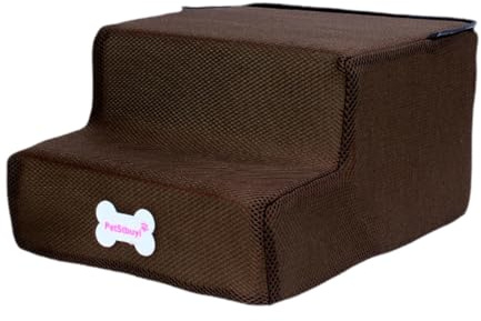 Dualoai Scale per Cani a 2 Livelli Rampe Scaletta per Animali Domestici, Lavabile Antiscivolo Multiuso per Cani Divano Cuccioli di Piccoli Animali Feriti, CaffÈ