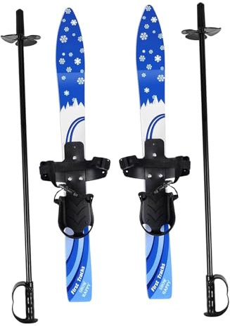 LOVIVER Schnee Kurzski Snowblades und Stöcke Kinder Snowboard Outdoor Freizeit Winterausrüstung Skibrett Skibrett Skiboards, Blau