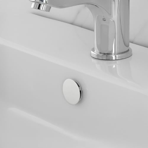 Tappo Copriforo Universale Per Troppo Pieno Lavabi E Bidet Aventi Circonferenza 24 O 28 Mm, In Ottone Con Ghiera Bianco Opaca Dal Design Moderno
