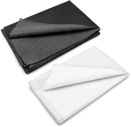 Okoss 2 Metres Ironing Fleece - Black White - 100 x 100 cm Iron-On Insert Fabric One-Sided Non-Woven Fabric for Ironing Pleats, Sewing Crafts, Reinforced Clothing (40 + 18 g/m² Medium Weight)