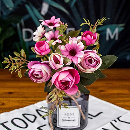 GSZCCZS 1 Stück künstliche Seidenblume, künstliche Teerose, Herbst-Gerbera-Gänseblümchen, Kunststoff für Hochzeit, Zuhause, Rot