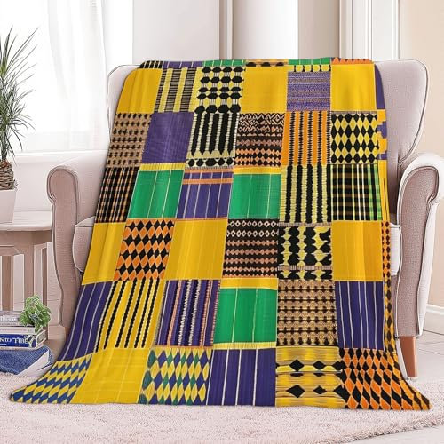 Kuscheldecken Sofaüberwurf Weiche Flauschige Decke Traditionell Patchwork Geometrisch Muster für Sofadecke, Tagesdecke - Gemütliche Flanelldecke, Warme Decken für Herbst Winter Bunt 130 x 150 cm
