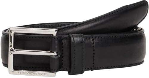 Tommy Hilfiger Uomo Cintura Hudson 3,0 cm Cintura in Pelle, Nero (Black), 105 cm