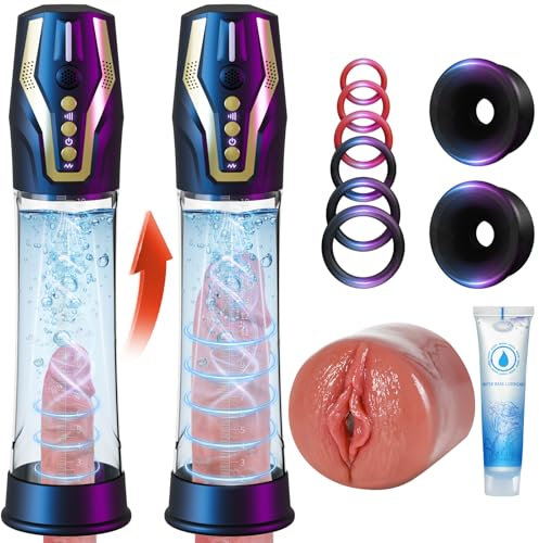 Elektrische Penispumpe Penisvergrößerung Sexspielzeug Masturbator - Sprachsteuerung Penispumpen mit 4 Saugstufen & 4 Trainingsmodi Masturbieren für Männer Sex Sexspielzeug Sex Spielzeug für die Männer