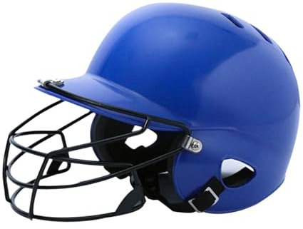 Oshhni Casco de béisbol con Facemask cómodo de Doble oído para niños Guardia de Casco de softbol para Entrenamiento de Juegos Torneo al Aire Libre, Azul