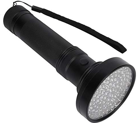 Schwarzlicht Taschenlampe, Schwarzlichtlampe UV Taschenlampe mit 100 LEDs 395nm Schwarzlicht, für Inspektionen, Erkennung von Nagetierbefall, Hotelzimmerinspektionen (Schwarz) [Energieklasse A]
