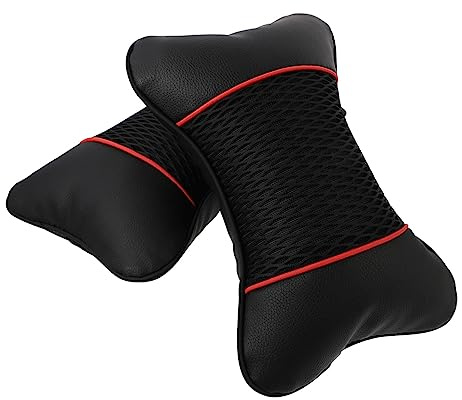 3d Nackenkissen fürs Auto 2 Stück aus Polyester Polypropylen | Sitzen und Fahren, Universell für Jahreszeiten, Schwarz und Rot Erhältlich