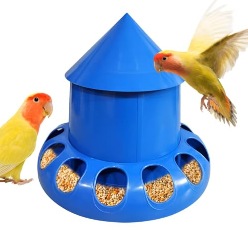 Mangeoire d'extérieur anti-déversement pour pigeons, distributeur de nourriture pour oiseaux sauvages, 30 x 16 x 26 cm, couvercle pour conteneur de jardin, mangeoires pour oiseaux sauvages avec