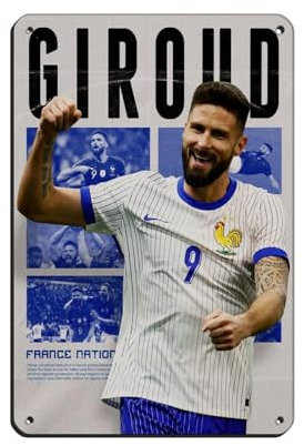 Olivier Giroud Poster rétro en métal - Décoration murale - 20 x 30 cm
