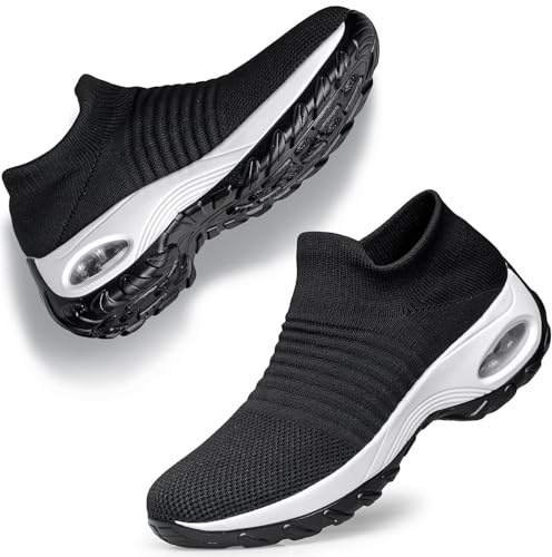 Raoendis Womens Slip on Trainers with Arch Support, Ladies Walking Sneakers Comfortable Orthopedic Shoes Non Slip Mesh Lightweight