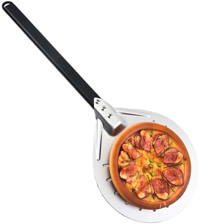 Jiimhte Paddle per pizza in metallo, spatola pizza - Buccia in acciaio inossidabile - Strumento di pagaia e server per cucinare, cottura, grigliare ristoranti domestici