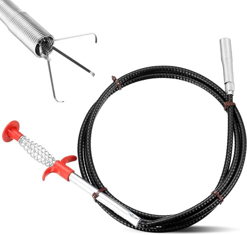 Pinze per Artigli Flessibili, 200cm Pinza Scarico, Stura Lavandini e Scarichi Spirale, Molla Sturatubi per Pulizia Scarichi Pulizia Tubi Lavandino Bagno Cucina Lavandino Fogne (200 cm)