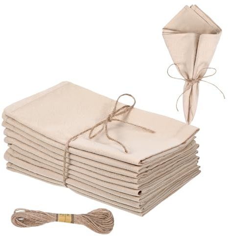 12 Stück Stoffservietten Beige Musselin Tischset Leinen Servietten Beige Creme Hochzeit Geburtstag Ostern Party Muttertag Stoff Servietten Leinen Leinenservietten Hochzeitsservietten Napkins