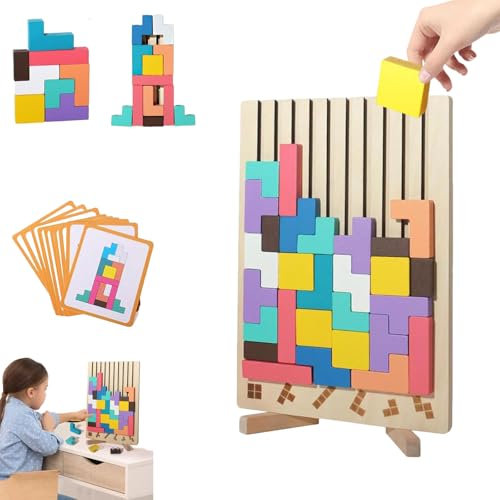 Tetris Master,tüftel Tetris,Tetris holzspiel,Holz Tetris Montessori,mivoza Holz stapelspiel Tetris,stapelspiel Tetris,Spiel aus,3D Spiel,Teaser Puzzle gehirn interaktion sortierung,stapelpuzzle