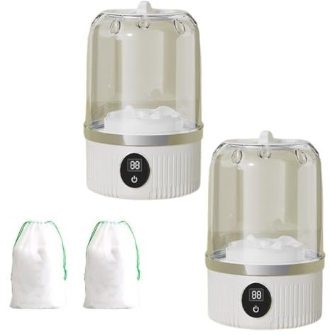 Minilavadora Portátil for Viajes: Impermeable, Recargable Y Con Control Táctil. Lavadora Inalámbrica De 3000 Mah for Ropa Interior, Sujetadores, Calcetines Y Ropa Interior(2*White)