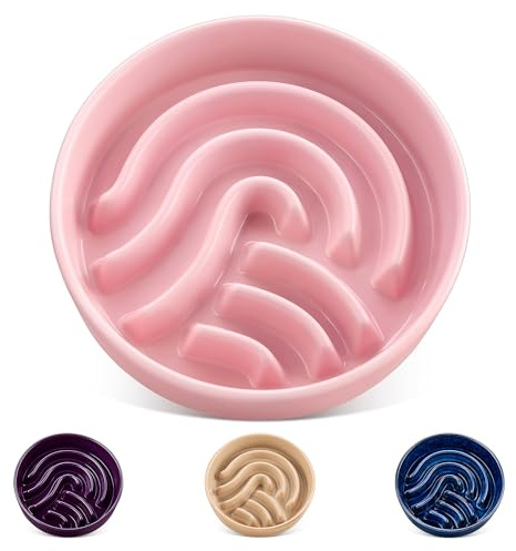 vancasso Hundenapf, 960ml Hundenapf aus Keramik, Anti Schling Napf Hund für Kleine und Mittelgroße Hunde, Futternapf Hund Rutschfestem Design, Rosa