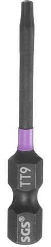 sourcing map TT9 - Brocas de destornillador de impacto de cabeza Torx de 1/4 pulgadas, vástago hexagonal de 50 mm de largo, magnéticas, a prueba de manipulaciones, 6 puntos, destornillador de estrella