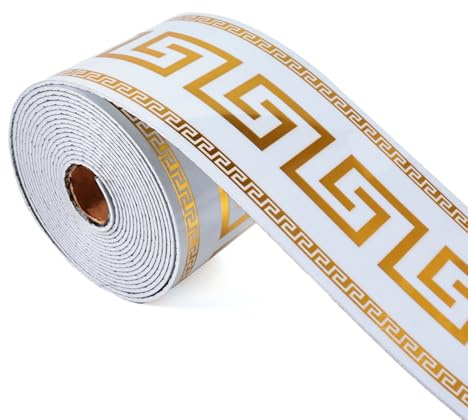 PGVALXOR Peel and Stick Wallpaper Borders, Self-Adhesive Waterproof PVC Foam Wall Base for Kitchens, Living Rooms, Bedrooms and Bathrooms, 3.93 x 196.8 1 Roll (Golden)