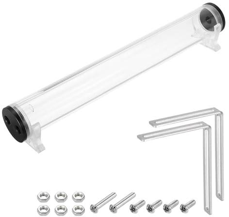 sourcing map Tanque de refrigeración de agua G1/4 rosca 50 mm x 375 mm, cilindro intercambiador de calor, depósito de refrigeración por agua, disipador de calor 1 en 2 salidas para PC y CPU