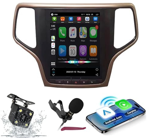Radio Android 15 para Jeep Grand Cherokee (2014-2022): Pantalla táctil de 9.7, Carplay inalámbrico, navegación GPS, Receptor FM, Bluetooth, 5G, WiFi y Audio de Alta definición.