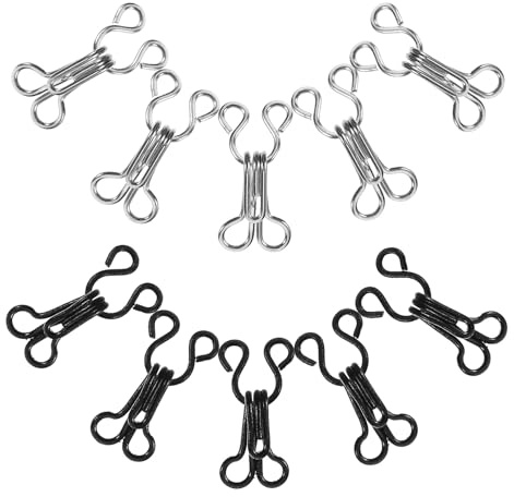 Healeved Lot de 400 Crochets Métalliques pour Vêtements Fermetures à Agrafe 125 MM Boutons-Pression pour Soutien-Gorge Jupes et Pantalons Attaches Robustes Argentées et Noires pour