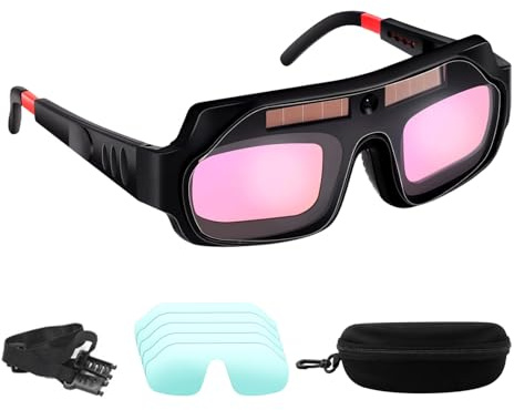 Lunettes de soudure avec cellule solaire - Lunettes de soudure avec obscurcissement automatique de 14 cm, protection oculaire pour travaux de soudage des métaux | Lunettes de sécurité antidérapantes