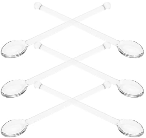 PACKOVE Cucharas de Vidrio para Mezclar y Cócteles Transparentes, 6 Piezas Mini Cucharillas para Café, Té y Postres, Utensilios para Bar y Fiestas en Casa