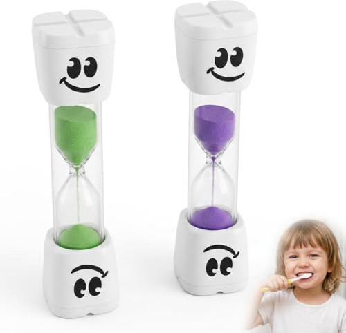 2Stück Grün+Lila 2 Minuten Sanduhr Zähneputzen Kinder Robust Lernuhr Timer | Sanduhr 2 Minuten für Küche Büro Spiele Zähneputzen Zeitmanagement Praktischer Timer für Kinder Erwachsene Alltag Lernen