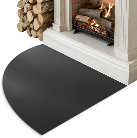 Viertelkreis Blechplatte für Kaminöfen ¼ 100x100 cm | Ideale Eck-Unterlage für Kamineinsätze | Funkenschutz Stahlblech | Hitzebeständig | Bodenschutz - Schwarz Matt