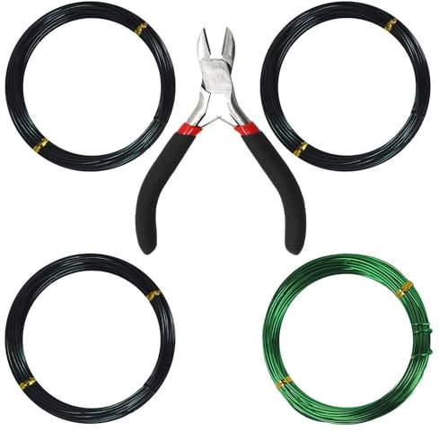 Kebinfen® Bonsai Filo Alluminio per Bonsai Albero, con Pinze Taglio - Taglia 1,0mm / 1,5mm / 2,0mm (Ogni Taglia 32ft / 10m), Anti-corrosione e Rust Resistant