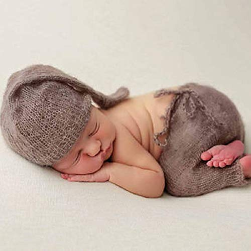 Matissa Baby Kleinkind Neugeborenen Hand gestrickt häkeln Strickmütze Hut Kostüm Baby Fotografie Requisiten Props (Schläfriger Engel)