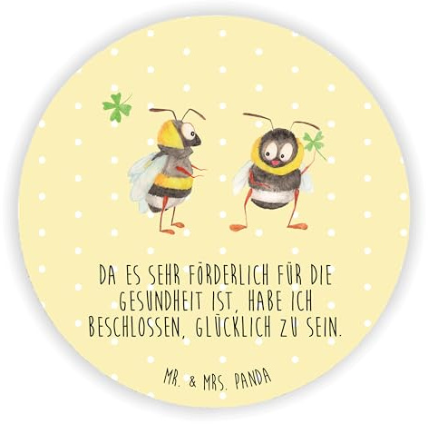 Mr. & Mrs. Panda Magnet Hummeln Kleeblatt - Geschenk, Kühlschrankmagnet, Lustige Sprüche, glücklich Sein, Hummel, für pinwand, Biene Deko, Spruch Fröhlich, whiteboardmagnet, kühlschrank, Positiv